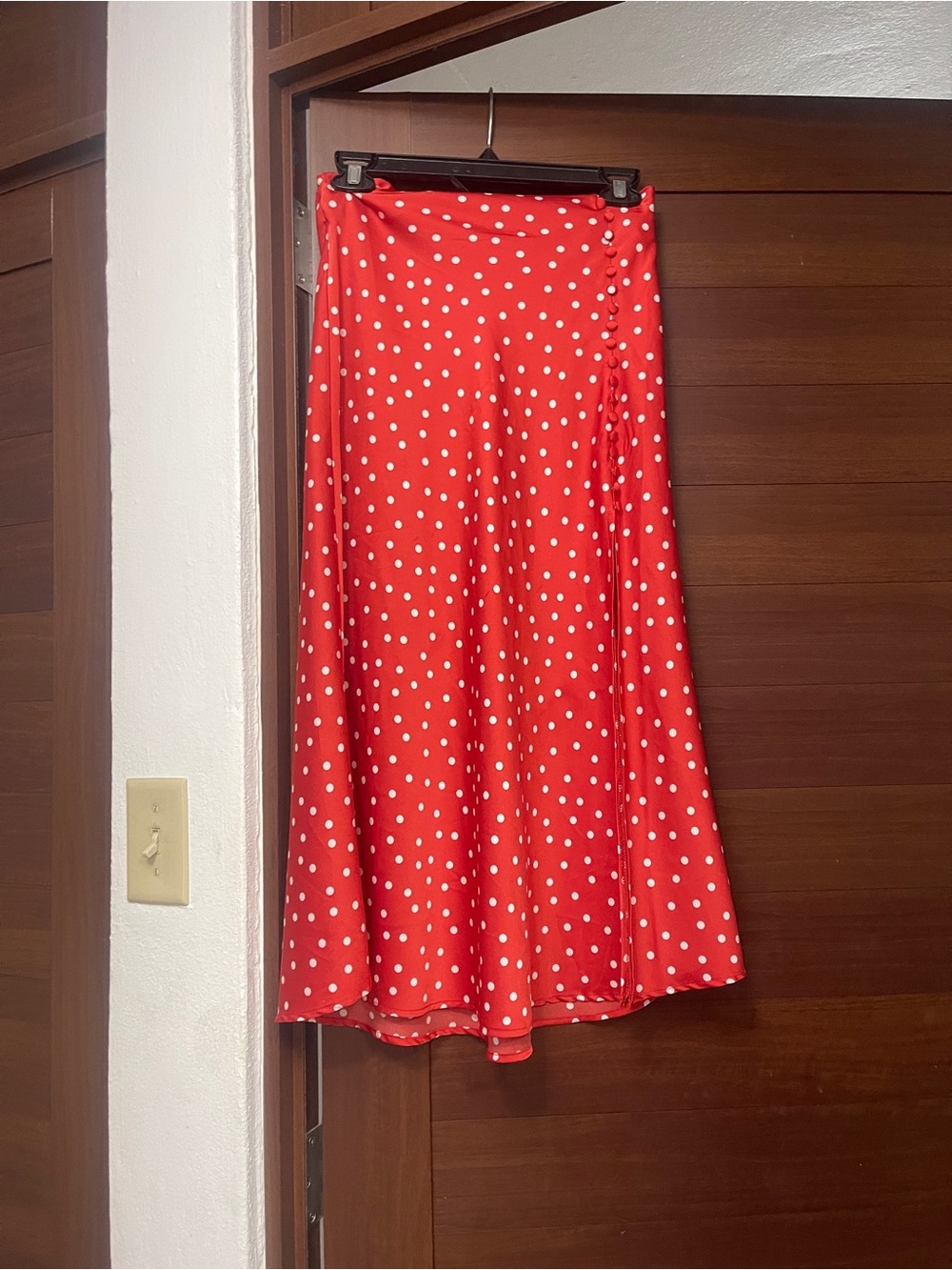 Forever 21 Red Polka Dot A Line Satin Skirt